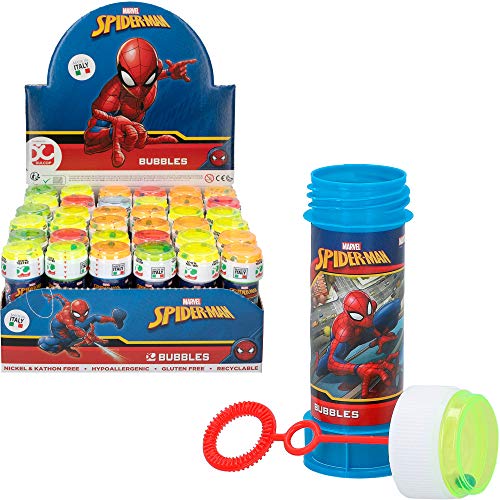 ColorBaby - Pack 36 pomperos, pompero Spiderman, 60 ml, pomperos para niños, bote pompas de jabón, regalo para niños, juguete burbujas jabón, pompero comunión