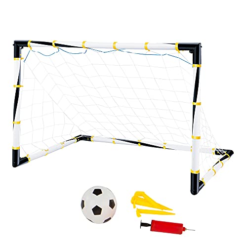 ColorBaby - Portería fútbol, Portería plegable, con balón, Ø10,5 cm, hinchador, Portería fútbol niños jardín, 100x70x70 cm, 4 piquetas, Juegos de exterior, CB Toys (43690)