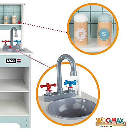 ColorBaby WOOMAX 49323 - Woomax-Cocina de Madera elec 54x29x86cm +3a