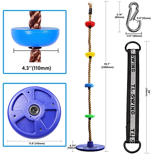 Columpio de Cuerda de Escalada Columpio de árbol con Asiento de Columpio de Disco Juego de Escalera de Cuerda para niños Juego de Columpio para Patio Trasero al Aire Libre