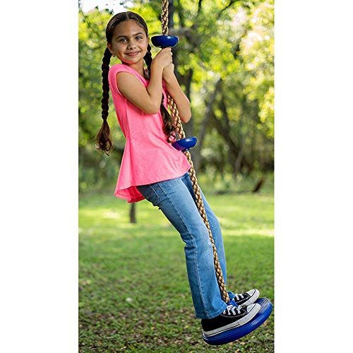 Columpio de escalada, cuerda de escalada con soporte de pie y asiento de disco para niños al aire libre, árbol, patio trasero