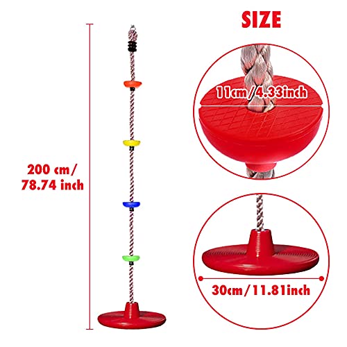 Columpio Jardin Exterior, Cuerda de Escalada y Columpio para Niños, Longitud 2 m y Carga 200 kg, con Nudos, Soporte para Pies, Columpio de Escalada para Exteriores, Interiores, Patio, Parque de Juegos