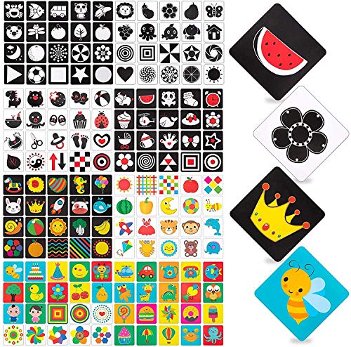 Comius Sharp Tarjetas Negras y Blancas para Bebés, 80 Piezas Tarjetas de Contraste para Bebés Estimulación Visual,Juguetes Bebes Recien Nacidos,Juego Educativo para Bebés 0-36 Meses