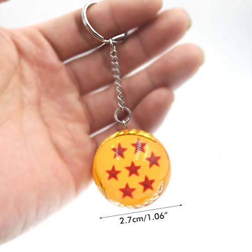 Congci Llavero de Cristal, Llavero de Bola de dragón, Adorno de Bola de dragón de Siete Estrellas, Llavero Colgante de Llavero de 7 Estrellas de Anime Goku de 2,7 cm