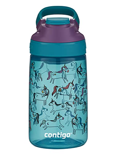 Contigo Gizmo Sip botella infantil libre de BPA, resistente, 100 % a prueba de derrames, uso intuitivo con botón, fácil de limpiar, óptimo para guardería, escuela, colegio, deportes, 420 ml