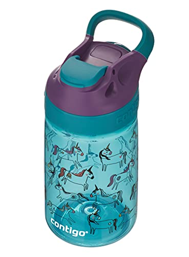 Contigo Gizmo Sip botella infantil libre de BPA, resistente, 100 % a prueba de derrames, uso intuitivo con botón, fácil de limpiar, óptimo para guardería, escuela, colegio, deportes, 420 ml