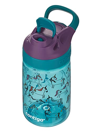 Contigo Gizmo Sip botella infantil libre de BPA, resistente, 100 % a prueba de derrames, uso intuitivo con botón, fácil de limpiar, óptimo para guardería, escuela, colegio, deportes, 420 ml