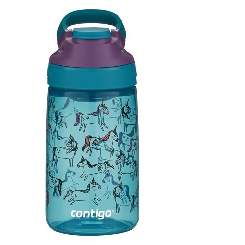 Contigo Gizmo Sip botella infantil libre de BPA, resistente, 100 % a prueba de derrames, uso intuitivo con botón, fácil de limpiar, óptimo para guardería, escuela, colegio, deportes, 420 ml