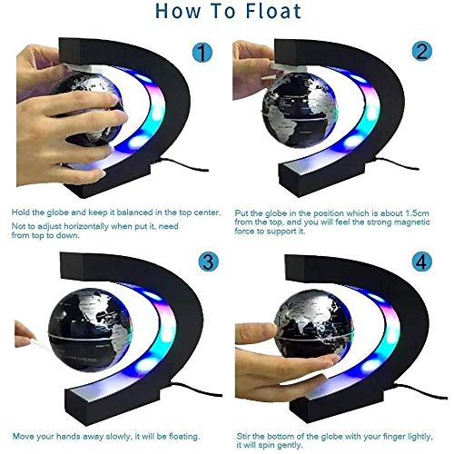 Coriver Globo flotante con luces LED Interruptor táctil Lámpara de globo magnético Formas C Levitación Globo del mundo Luz para decoración de escritorio Gadgets