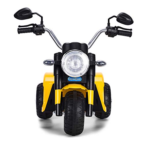 COSTWAY Correpasillos Moto Eléctrico Infantil con Batería de 6V Mini Vehículos Eléctricos para Niños Juguete 57x72x56 Centímetros (Amarillo)