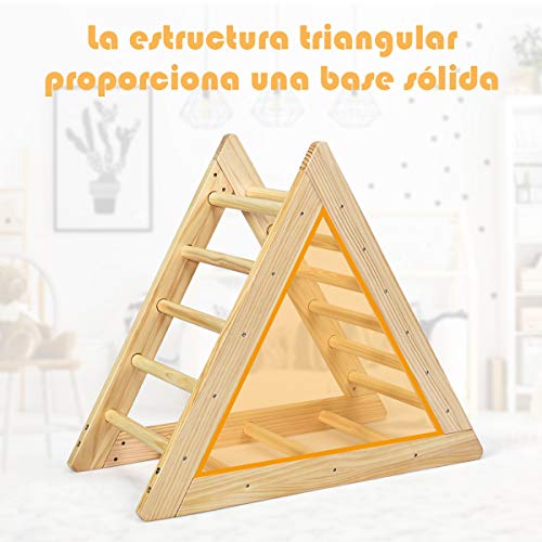 COSTWAY Triángulo de Escalonado de Madera Escalera de Juego para Niños Pequeños a Partir de 3 Años para Dormitorio Sala de Estar