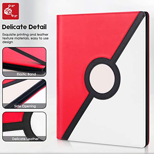 Cpano Card Holder Book Estuche para Pokemon Trading Carsd, Tiene Capacidad para hasta 396 Tarjetas. Carpeta de álbum de Titular Compatible con 22 páginas Premium de 18 Bolsillos (Rojo Blanco)