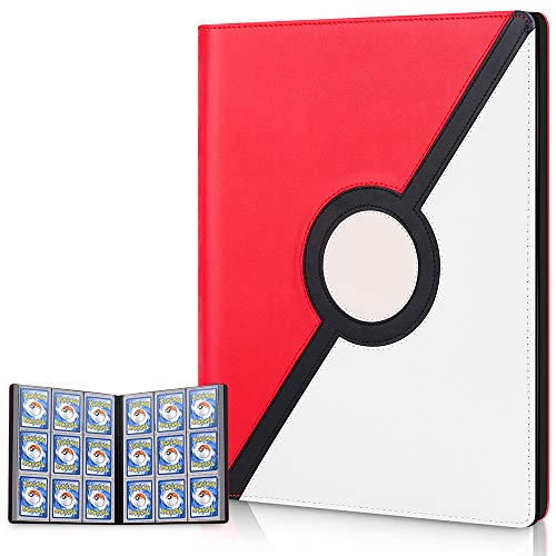 Cpano Card Holder Book Estuche para Pokemon Trading Carsd, Tiene Capacidad para hasta 396 Tarjetas. Carpeta de álbum de Titular Compatible con 22 páginas Premium de 18 Bolsillos (Rojo Blanco)