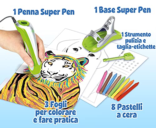 CRAYOLA- Super Pen Tigre – Cera para derretir y Crear Dibujos en Relieve, Actividades Creativas y Regalos para niños a Partir de 8 años, Color Plata/Verde (25-0395)