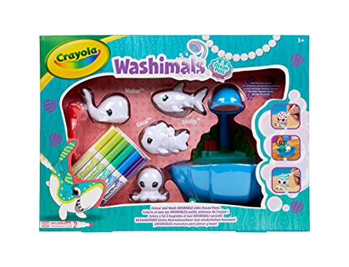 CRAYOLA- Washimals Ocean Pets Set Arrecife con 4 Animales Marinos para Decorar, lávalas y personalízalas Variados (919750.004)