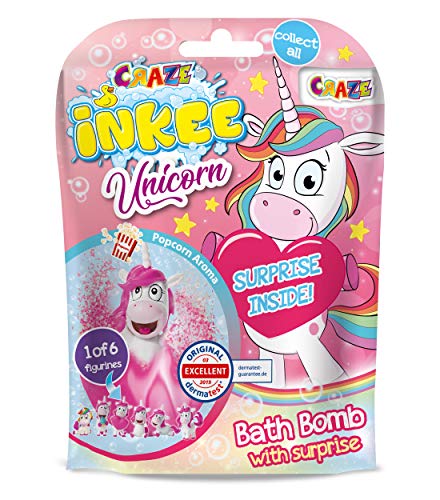 CRAZE- Bomba Infantil Juguete Regalo Sorpresa figurita de Unicornio. Sales de Baño Espumosas para Bañera o Piscina de Niños con Olor a Palomitas de Maíz, Multicolor (18378)