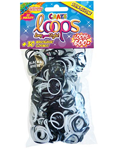 CRAZE Loops 600er Knüpfringe Bunt Silikonringe Armband Silikon Bänder Gummi Mega US-Trend 50973 50973-Anillos de Silicona para Pulsera (600 Unidades), Multicolor, Mezcla de Colores