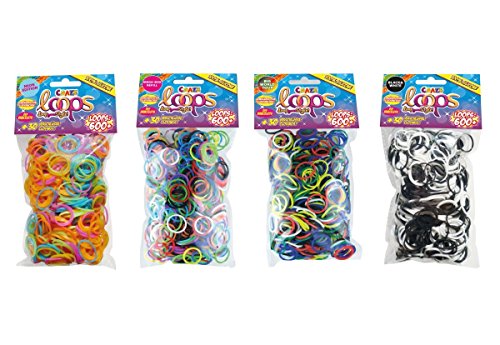 CRAZE Loops 600er Knüpfringe Bunt Silikonringe Armband Silikon Bänder Gummi Mega US-Trend 50973 50973-Anillos de Silicona para Pulsera (600 Unidades), Multicolor, Mezcla de Colores