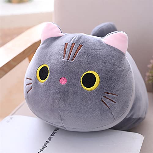 Crazyfly Muñecas de gato de dibujos animados,Cute Eound Eyes Innovador Gato Forma Almohada Peluche Juguete Novia Regalos