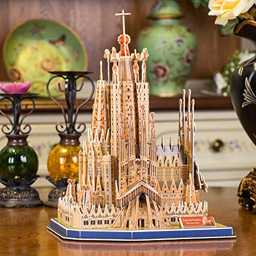 CubicFun National Geographic Puzzle 3D España Barcelona Sagrada Familia Kit de Gaudí Rompecabezas 3D Modelo Arquitectónico con Folleto de Regalo para Adults y Niños, 184 Piezas