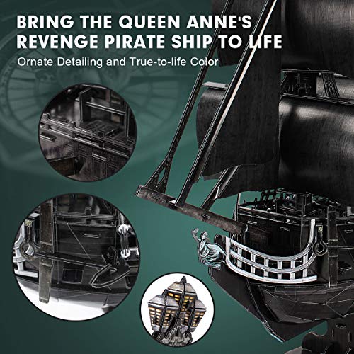 CubicFun Puzzle 3D Barco Maquetas para Adultos, Grande Queen Anne's Revenge, 328 Piezas