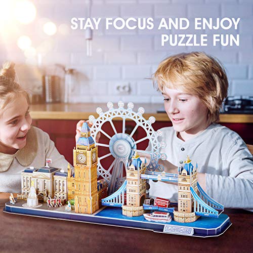 CubicFun Puzzle 3D Londres CityLine Rompecabezas 3D Juego de Modelos de Construcción Souvenir Regalo para Niños Adultos, 107 Piezas