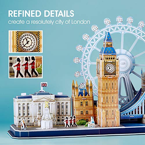 CubicFun Puzzle 3D Londres CityLine Rompecabezas 3D Juego de Modelos de Construcción Souvenir Regalo para Niños Adultos, 107 Piezas