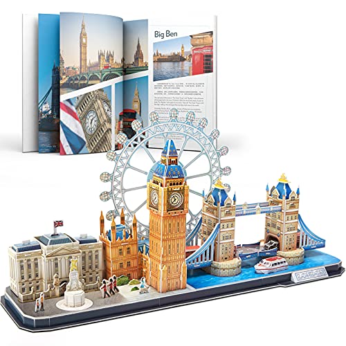 CubicFun Puzzle 3D Londres CityLine Rompecabezas 3D Juego de Modelos de Construcción Souvenir Regalo para Niños Adultos, 107 Piezas