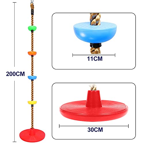 Cuerda de Escalada y Columpio para Niños,Cuerda de Escalada Columpio de Disco,Columpio de Cuerda de Escalada,Columpio de Escalada,Columpio Jardin Exterior (Rojo)