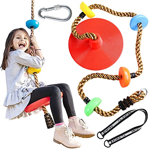 Cuerda de Escalada y Columpio para Niños,Cuerda de Escalada Columpio de Disco,Columpio de Cuerda de Escalada,Columpio de Escalada,Columpio Jardin Exterior (Rojo)