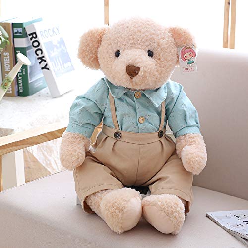 Cute Bear Dressing Garden Floral Bear Couple Bear Girl Hugging Bear Pressing Doll Friends Soft Cartoon Pillow for Kids Gifts Girls Present 45 cm Marrón Claro Azul Macho