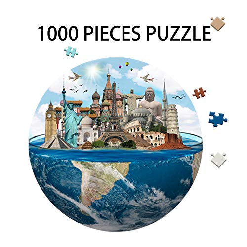 Cuteefun Puzzles para Adultos 1000 Piezas Puzzle Redondo Paisaje Puzzle Sitios del Patrimonio Mundial Puzzle para Niños Descompresión y Regalo