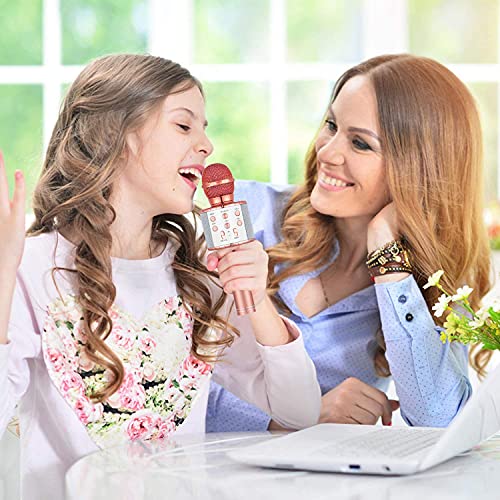 Cvozo Micrófono Karaoke Bluetooth, Microfono Inalámbrico Karaoke Portátil con Altavoz para Niños Canta Partido Musica, Compatible con Android/iOS PC, AUX o Teléfono Inteligente