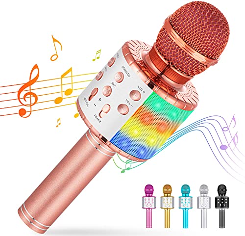 Cvozo Micrófono Karaoke Bluetooth, Microfono Inalámbrico Karaoke Portátil con Altavoz para Niños Canta Partido Musica, Compatible con Android/iOS PC, AUX o Teléfono Inteligente