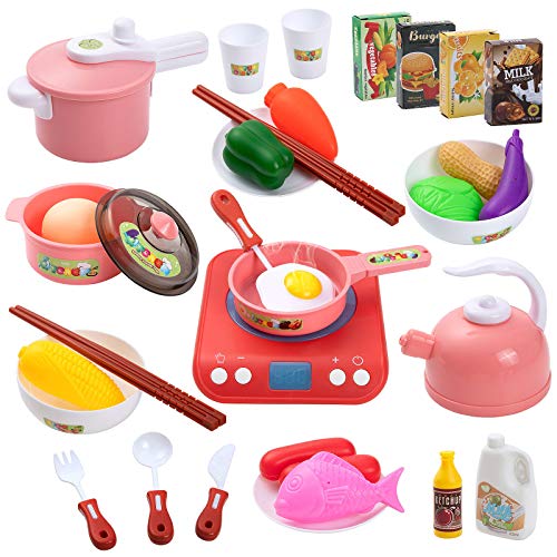 Czemo Juguetes de Cocina Set Utensilios de Cocina Culinario Mini Cocina de Juguete Incluye Múltiples Accesorios para Niños