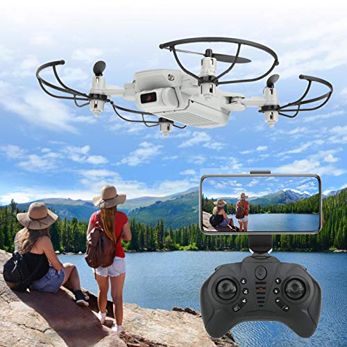 DAUERHAFT Juguete Educativo de Vuelo Estable RC Drone Quadcopter WiFi FPV con cámara de Alta definición para niños/Juguete para niños(White, 480P)