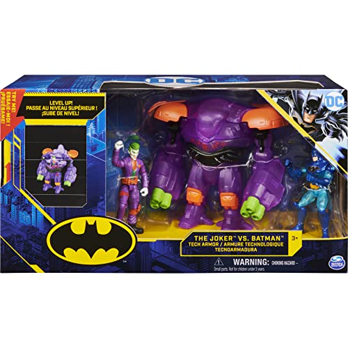 dc comics Armor (wandelbare Tech-Rüstung) mit 10cm-Actionfiguren Von Batman und Dem Joker Armadura Convertible con Figuras de acción de 10 cm, Color no se Puede aplicar. (Spin Master 6060834)