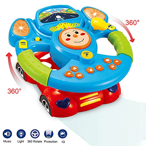 deAO Volante y Llavero de Juguete con Rotación de 360°,Efectos de Luz y Sonido Musical para Niños y Niñas - Juego Infantil para Desarrollo de Motricidad Fina y Sentidos