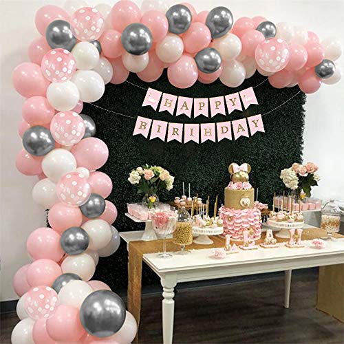 Decoración Cumpleaños Niña 3 año Rosa, Globos de Cumpleaños 3 año Niña Decoracion Feliz Cumpleaños Globo Número 3 Rosa Adornos Cumpleaños Mantel Torta para Infantil Niña 3 año Rosa Fiesta de cumpleaño