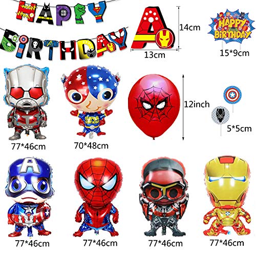 Decoracion Cumpleaños Superheroes Globos de Superhéroe Feliz Cumpleaños del Pancarta Superheroes Adornos de Pastel Superhéroe Marvel Cumpleaños Decoracion