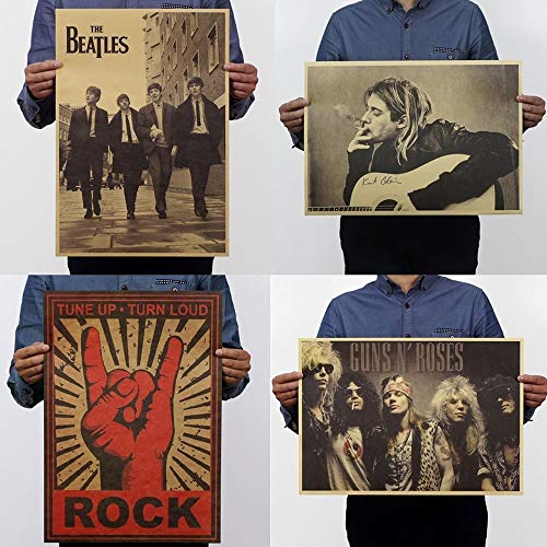 Decoraciones caseras, Vintage Kraft Poster Rock Stars Style Guns N Roses Vinilos Decorativos Music Rock Poster Retro Kraft Paper 51.5 * 36Cm Decoración de Pared Festival