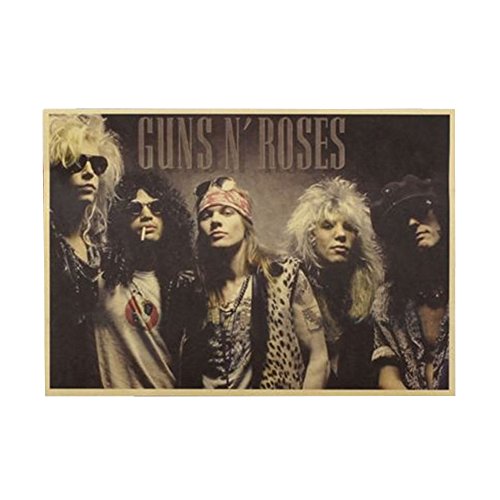 Decoraciones caseras, Vintage Kraft Poster Rock Stars Style Guns N Roses Vinilos Decorativos Music Rock Poster Retro Kraft Paper 51.5 * 36Cm Decoración de Pared Festival