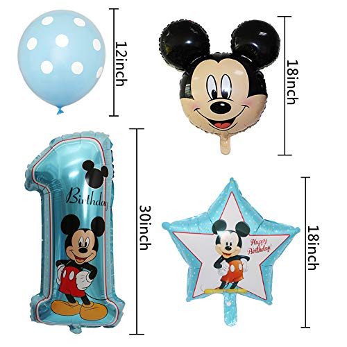 Decoraciones de cumpleaños de Mickey Mouse, BESTZY Globos número para la Fiesta Temática de Mickey Mouse Artículos de Fiesta de Mickey y Minnie para Primer Cumpleaños