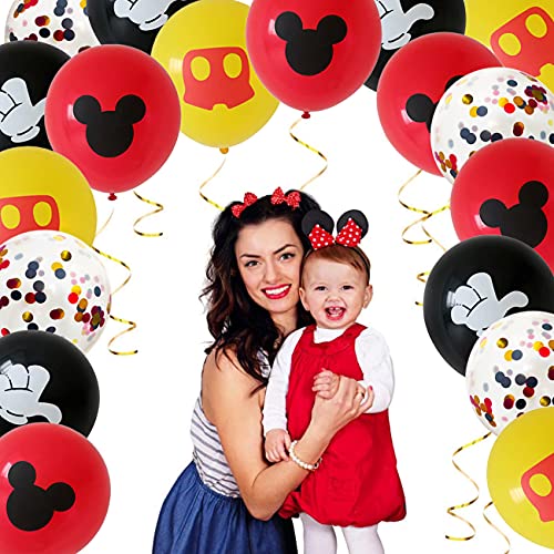 Decoraciones de cumpleaños de Mickey Mouse,globos de Mickey Mouse,Mickey y Minnie de Feliz cumpleaños Globos para fiestas de cumpleaños Decoraciones para Baby(30 globos)