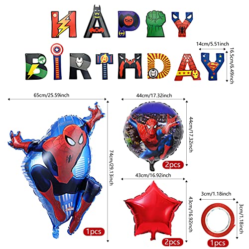 Decoraciones de cumpleaños de Spiderman, Spiderman Fiesta Globos Cumpleaños del Pancarta Superhéroes Spider Man Aluminio Globo para Niños Spiderman Decoraciones de Fiesta