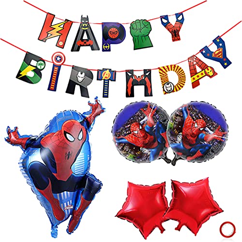 Decoraciones de cumpleaños de Spiderman, Spiderman Fiesta Globos Cumpleaños del Pancarta Superhéroes Spider Man Aluminio Globo para Niños Spiderman Decoraciones de Fiesta