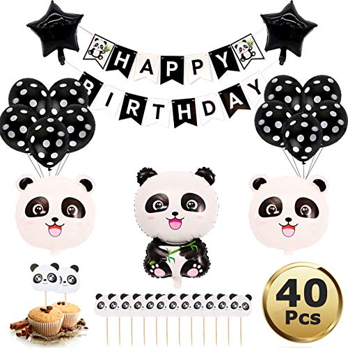 Decoraciones de la Fiesta Panda,Suministros de Decoración para Fiestas de Cumpleaños, Temática de Panda y Globos de Látex para Niños para la Fiesta de Cumpleaños de Panda Baby Shower