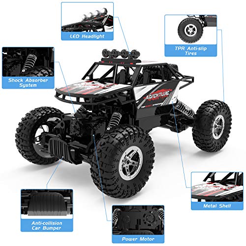 DEERC RC Cars - Coche de control remoto 1:14 Off Road Monster Truck, 2.4 Ghz todo terreno Hobby Truck con 2 baterías para 90 minutos de juego, regalos para niños y adultos