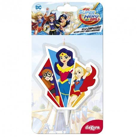 Dekora 346198 Vela Super Hero Girls para Decoración, Multicolor