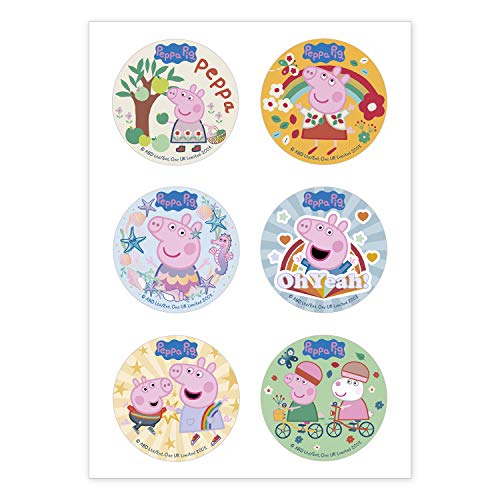 Dekora - 6 Mini Discos Comestibles de Peppa Pig para Cupcakes, Muffins o Galletas - 5,8 cm Nombre de producto